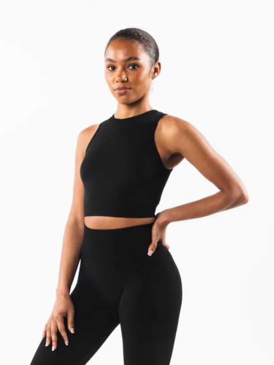 Alphalete Tops - Alphalete | Stratus Crop Tank Black Sports Bra, High Neck, size S